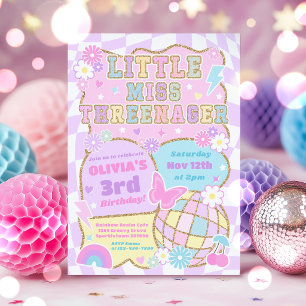 Invitation Little Miss Threenager Préparatoire Groovy 3e Anni