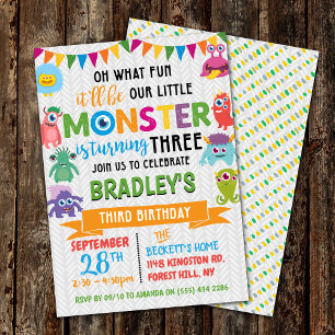 Invitation Little Monster 3e anniversaire