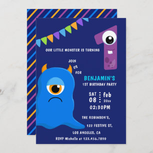 Invitation Little Monster Boy 1ère fête d'anniversaire