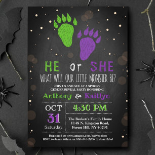 Invitation Little Monster Halloween Genre Revela Party