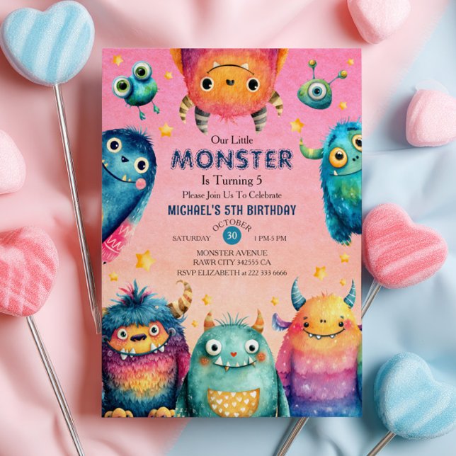 Invitation Little Monster Mash Whimsical Anniversaire de enfa (Créateur téléchargé)