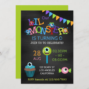 Invitation Little Monster n'importe quel âge Anniversaire Cha