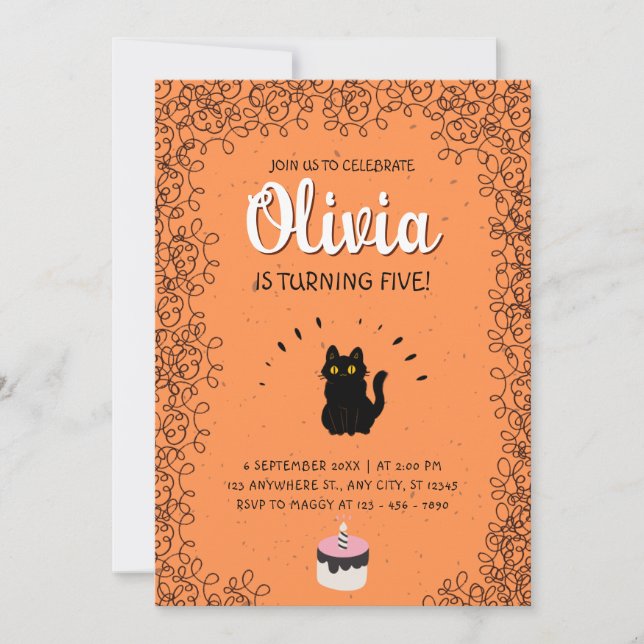Invitation Little Nice Chat fête d'anniversaire (Devant)