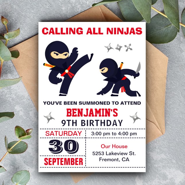 Invitation Little Ninja Warrior Anniversaire de enfant Party (Créateur téléchargé)