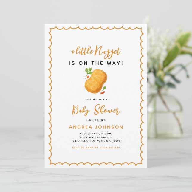 Invitation Little Nugget Food Thème Drôle Baby shower (Debout devant)