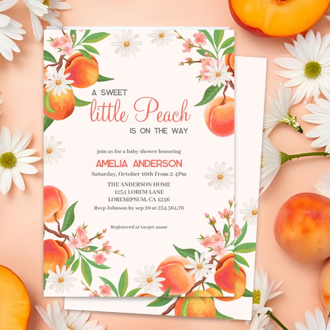 Invitation Little Peach on the Way Peach Theme Baby shower (Créateur téléchargé)