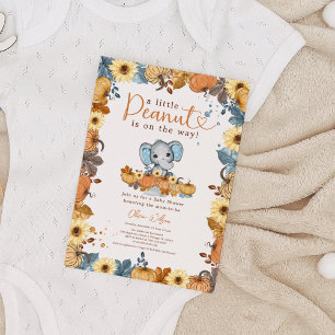 Invitation Little Peanut - Fall Elephant Citrouille Baby show
