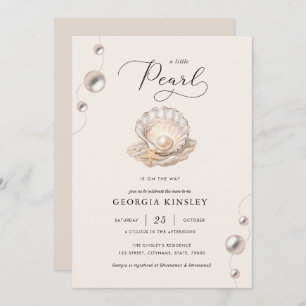 Invitation Little Pearl Ocean Beach Seashell Girl Baby shower