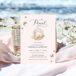Invitation Little Pearl Ocean Beach Seashell Girl Baby shower