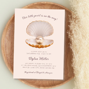 Invitation Little Pearl Seashell Beach Girl Baby shower