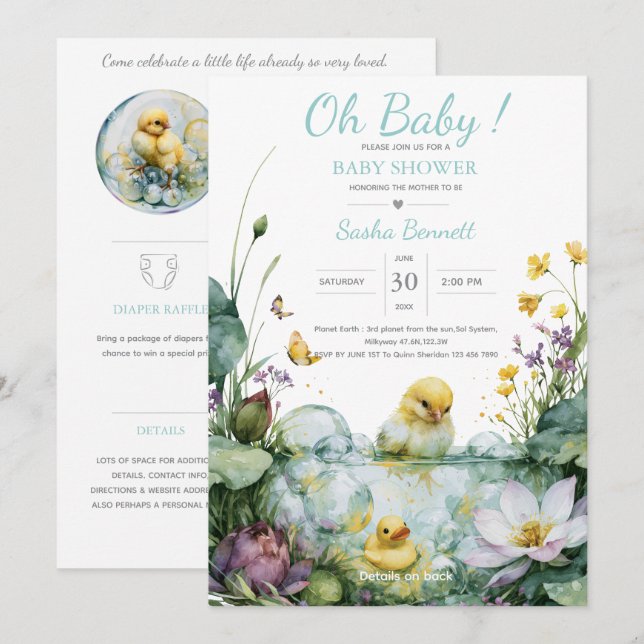 Invitation Little Peep & Co. | Baby Shower (Devant / Derrière)