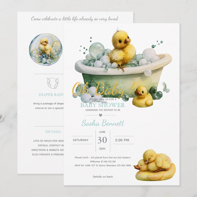 Invitation Little Peep & Co. | Baby Shower (Devant / Derrière)