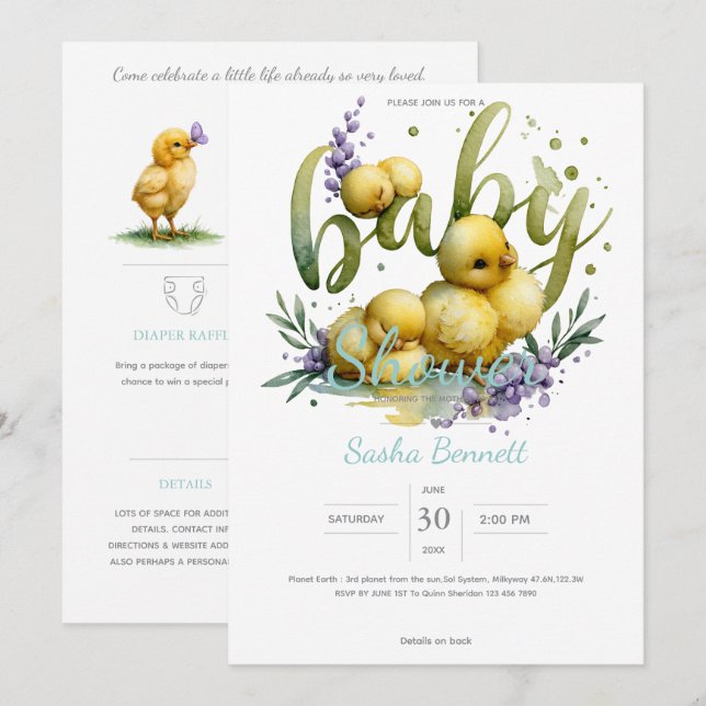 Invitation Little Peep & Co. | Baby Shower (Devant / Derrière)