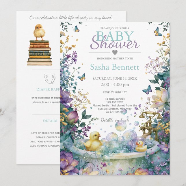 Invitation Little Peep & Co. | Baby Shower (Devant / Derrière)