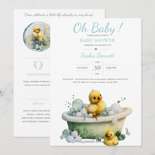 Invitation Little Peep & Co. | Baby Shower (Devant / Derrière)