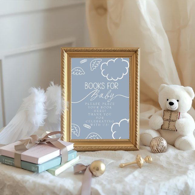 Invitation Little Piece of Heaven blue Books for Baby Sign (Little Piece of Heaven blue Books for Baby Sign)