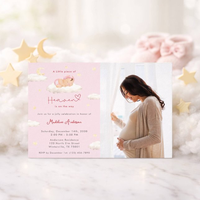 Invitation Little Piece of Heaven Photo Baby Girl Shower (Créateur téléchargé)