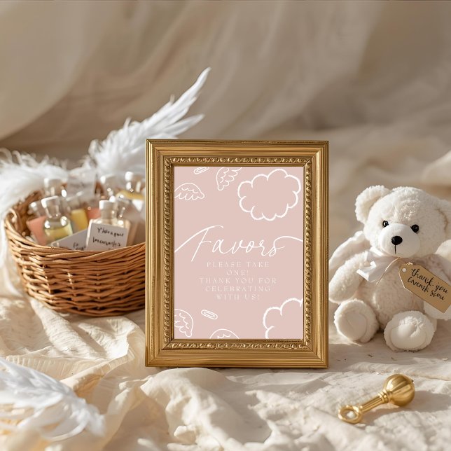 Invitation Little Piece of Heaven pink Favors Table Sign card (Little Piece of Heaven pink Favors Table Sign card)