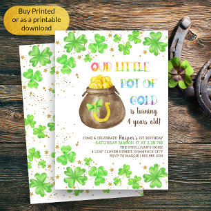 Invitation Little Pot of Gold Lucky Shamrock Anniversaire de