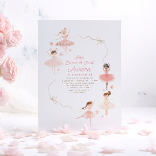 Invitation Little Pretty Ballerinas Ballet Anniversaire