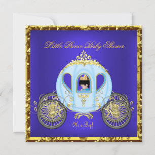 Invitation Little Prince Baby shower Blue Gold Boy Carrie 2