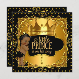 Invitation Little Prince Baby shower Gold Foil Crown