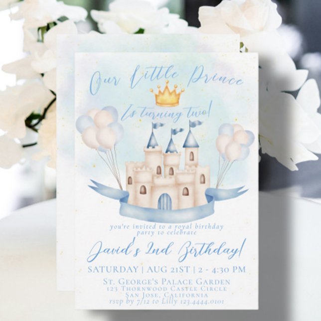 Invitation Little Prince Fairytale Gold Crown 2e anniversaire (Créateur téléchargé)