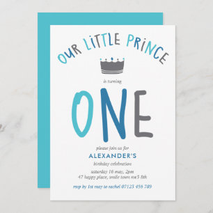 Invitation Little Prince Premier anniversaire Blue Party