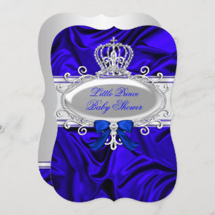 Invitation Little Prince Royal Blue Boy Baby shower 2