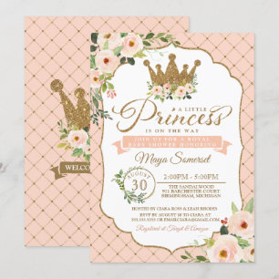 Invitation Little Princess Blush Floral Baby shower Royal