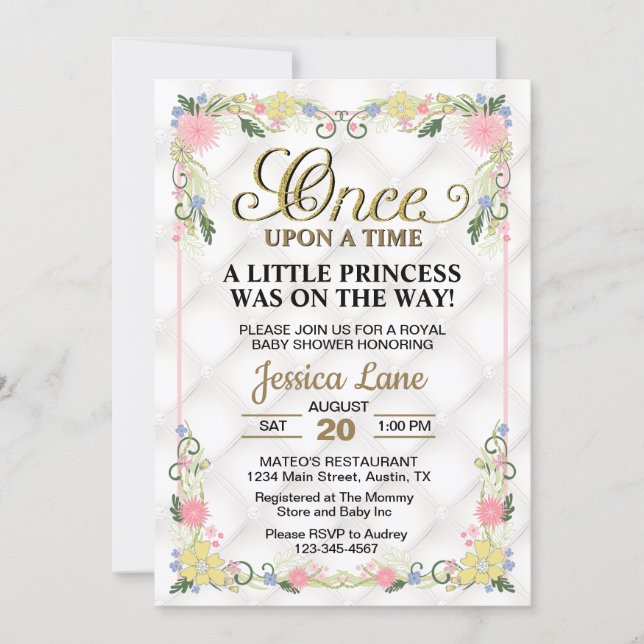 Invitation Little Princess Is On The Way Girl Baby Shower (Devant)