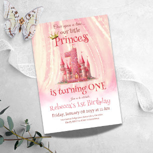 Invitation Little Princess Pink Castle 1er anniversaire