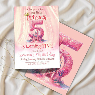 Invitation Little Princess Pink Girl 5e anniversaire