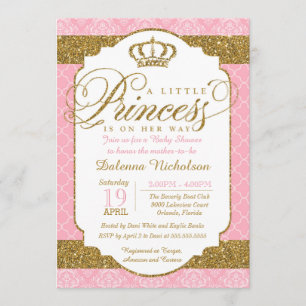 Invitation Little Princess Royal Pink and Gold Baby shower
