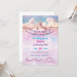 Invitation Little princess Theme invitaion. Kids party.