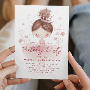 Invitation Little Princesses Ballerina Pink fête d'anniversai