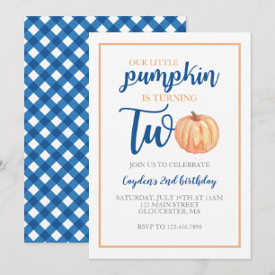 Invitation Little Pumpkin a deux ans Blue automne 2e annivers