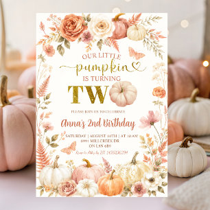 Invitation Little Pumpkin a deux ans Deuxième anniversaire