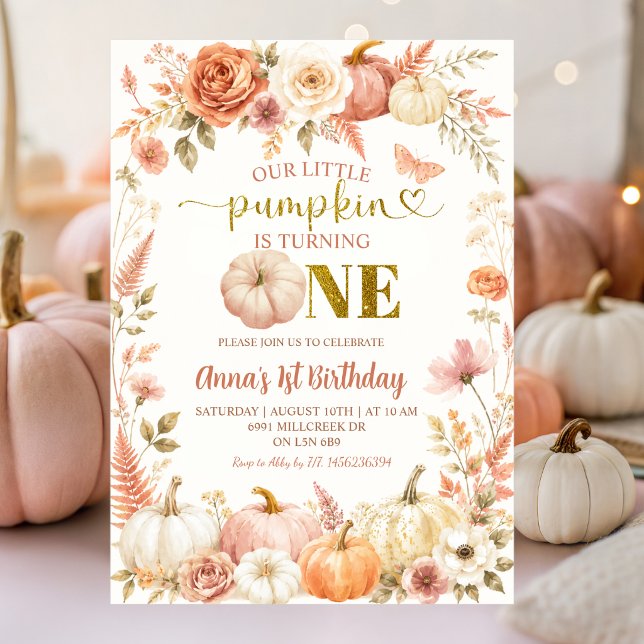 Invitation Little Pumpkin a un premier anniversaire (Créateur téléchargé)