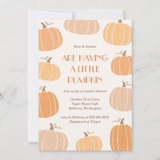 Invitation Little pumpkin drawing fall couples baby shower