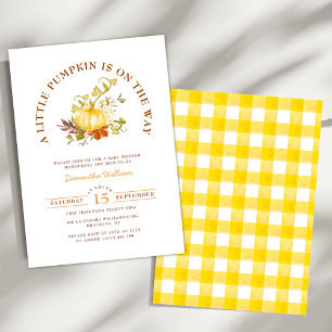 Invitation Little Pumpkin est en route Gingham Carreaux