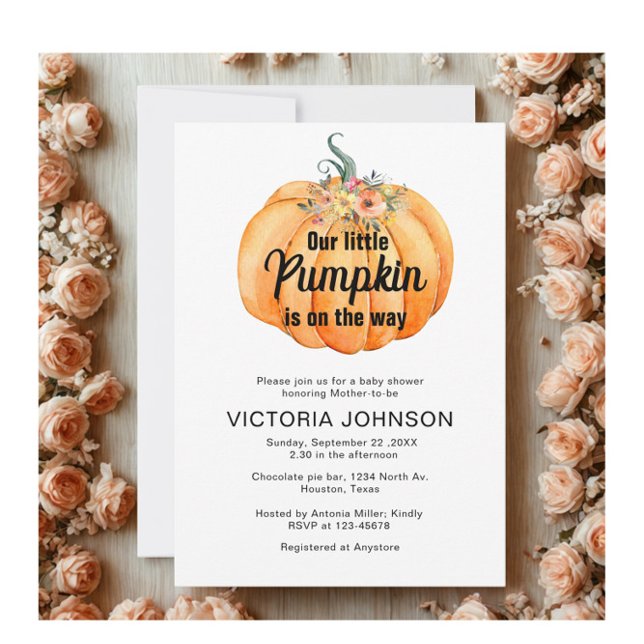 Invitation Little Pumpkin is on the way Baby Shower  (Créateur téléchargé)