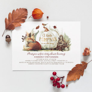 Invitation Little Pumpkin Woodland Animals Fall Baby Shower