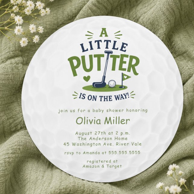 Invitation Little Putter Baby Shower Balle de Golf (Créateur téléchargé)