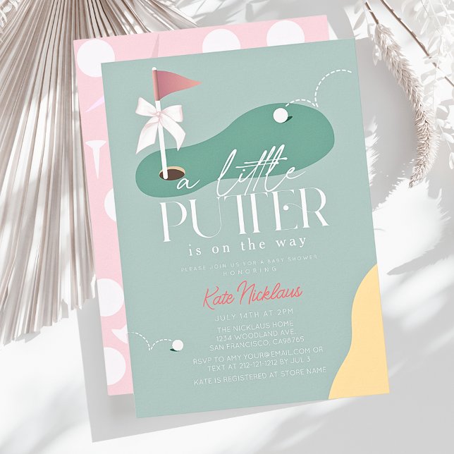 Invitation Little Putter Golf Fairway Bow Girl Baby Shower (Créateur téléchargé)