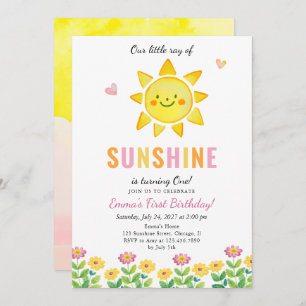 Invitation Little Ray of Sunshine Anniversaire de enfant Part