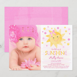 Invitation Little Ray of Sunshine Aquarelle Anniversaire