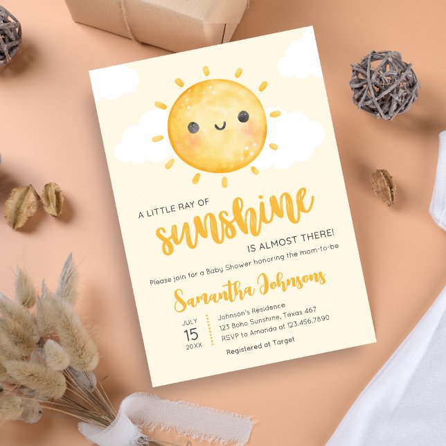 Invitation Little Ray of Sunshine Baby Shower (Little Ray of Sunshine Boho Baby Shower Invitation)