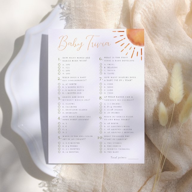 Invitation Little Ray of Sunshine Baby Trivia Shower Game (Créateur téléchargé)