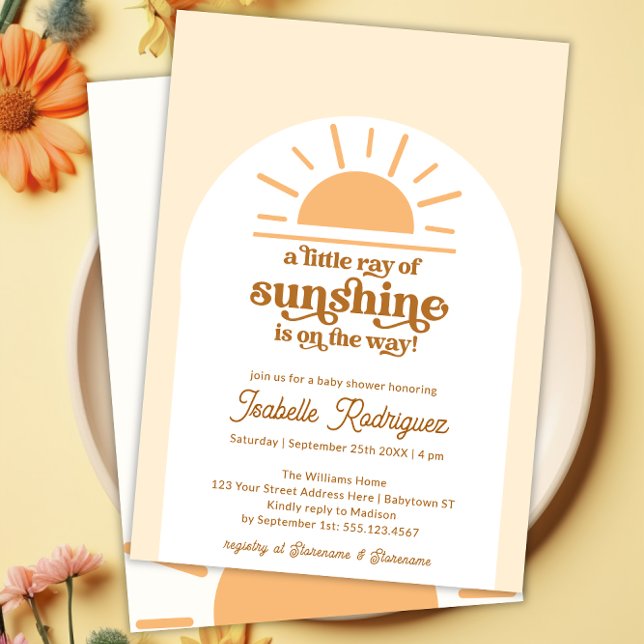 Invitation Little Ray Of Sunshine Boho Baby shower (Little Ray Of Sunshine Boho Baby Shower Invitation)